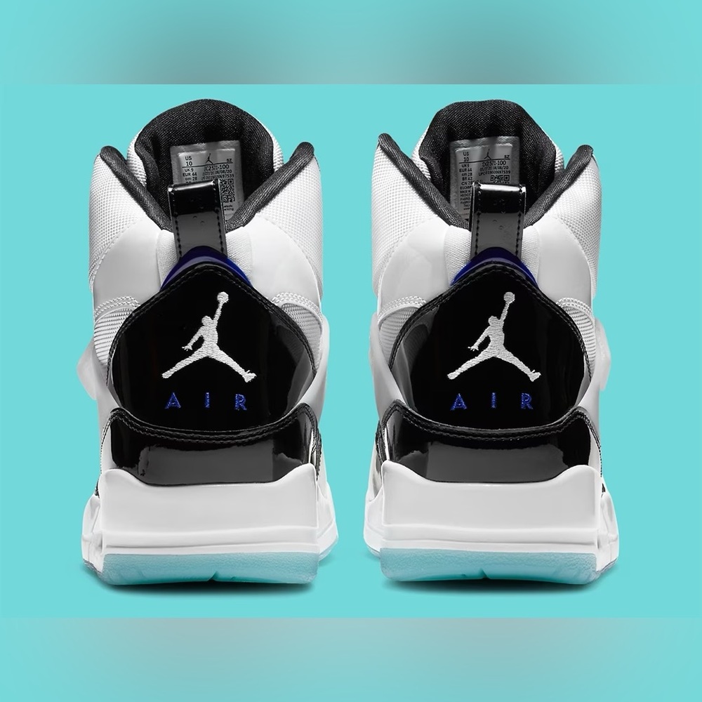 Fair Youth Size 4.5Y Air Jordan Flight 45 High Concord GS Sneakers White/Black - Picture 5 of 14